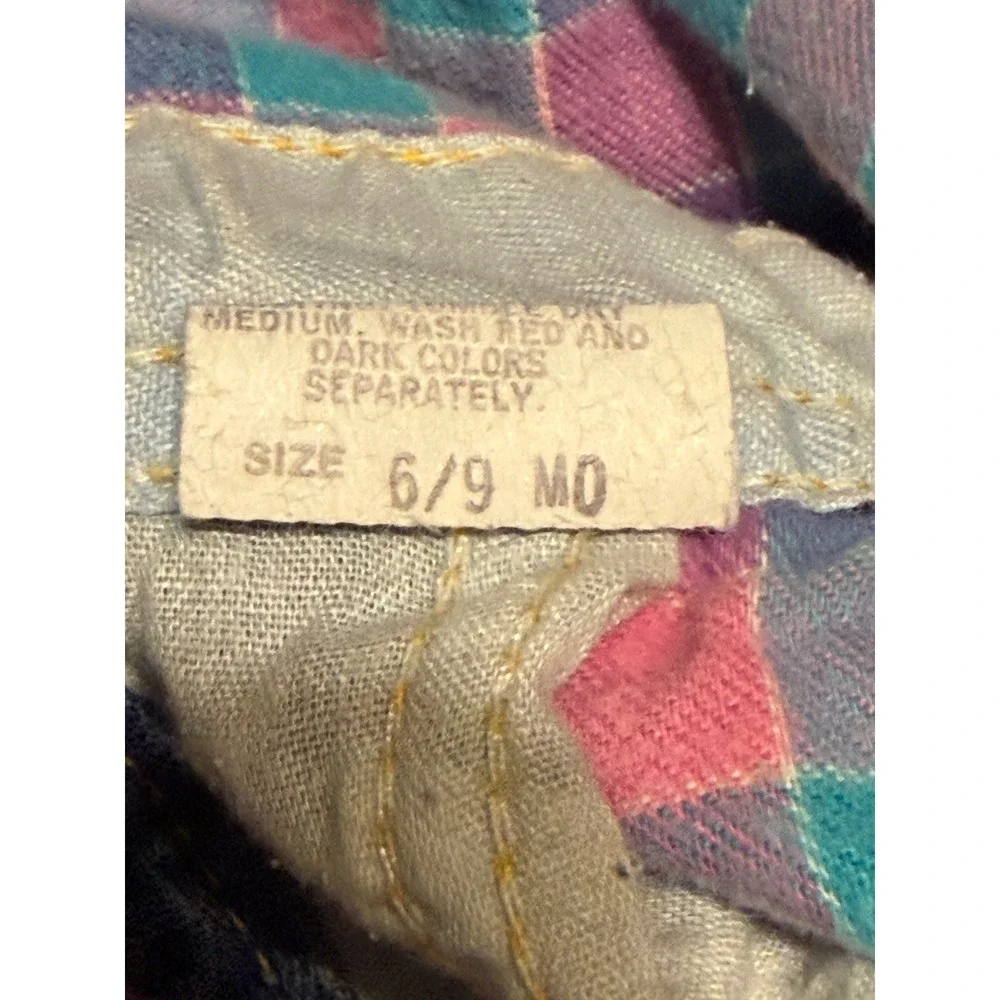 Vintage OshKosh Bgosh Vestbak Plaid Flannel Lined Denim Overalls Kids 6-9 Months